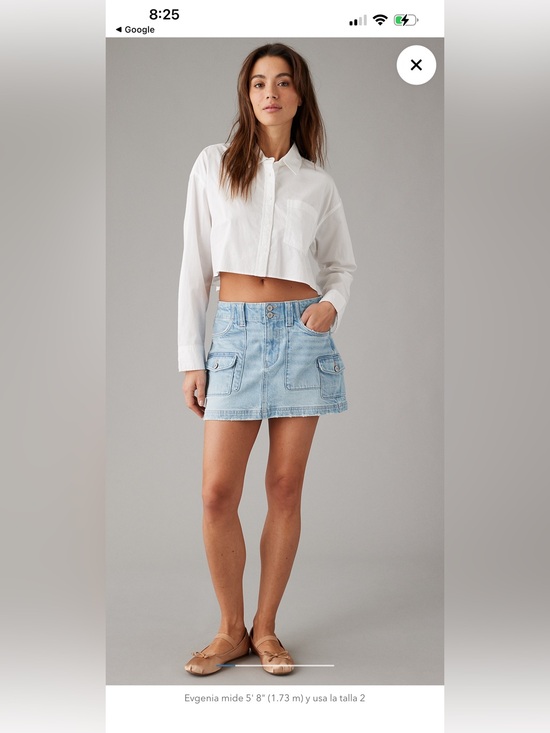 American Eagle Outfitters Dresses & Skirts - American Eagle Stretch Low-Rise A-Line Denim Cargo Mini Skirt light wash